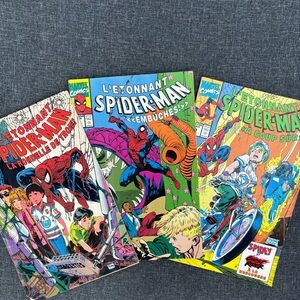Lot de 3 Bandes Dessinées Marvel Spider-Man en français ! Vintage 1990-1991 (B)